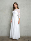 Load image into Gallery viewer, LA Merchandise LAV5258 Elegant Lace Bodice A-Line Gown with 3/4 Sheer Sleeves