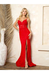 Load image into Gallery viewer, Formal Floral Lace Deep V-back Evening Dress By LA Merchandise LAV5260 - - Prom Dresses LAV