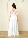 Load image into Gallery viewer, Modest White Lace Bridal Gown with Illusion Sleeves By LA Merchandise LAV5271 - - Wedding Dress LAV