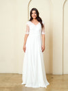 Load image into Gallery viewer, Modest White Lace Bridal Gown with Illusion Sleeves By LA Merchandise LAV5271 - Off White - Wedding Dress LAV