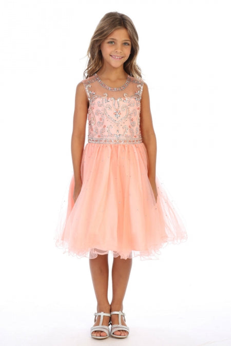 Short Sleeveless Pageant Dress for Little Girls - LAG5276