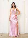 Load image into Gallery viewer, Long A-Line Prom Dress With Slit By LA Merchandise LAV5278 - Pink - Prom Dresses LAV