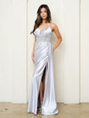 Load image into Gallery viewer, Long A-Line Prom Dress With Slit By LA Merchandise LAV5278 - Silver - Prom Dresses LAV