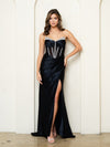 Cargar imagen en el visor de la galería, Formal Long Sheer Boned Bodice Prom Dress By LA Merchandise LAV5280 - Black - Prom Dresses LAV