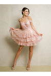 Load image into Gallery viewer, Cold Shoulder A-Line Lace Cocktail Dress By LA Merchandise LAV5288 - Dusty Rose - Cocktail Dresses LAV