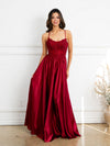 Load image into Gallery viewer, Lace Applique A-Line Corset Prom Dress By LA Merchandise LAV5289 - Burgundy - Prom Dresses LAV