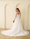 Load image into Gallery viewer, Off White Lace A-Line Bridal Gown With Train By LA Merchandise LAV5293 - - Wedding Dresses LAV