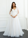 Load image into Gallery viewer, A-Line Silhouette Floral Lace Overlay Wedding Dress By LA Merchandise LAV5300 - Off White - Wedding Dresses LAV