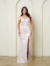 Load image into Gallery viewer, Wholesale Off-Shoulder Sweetheart Lace Appliqué Illusion Corset Sheath Evening Gown by LAV5307