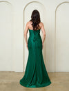 Load image into Gallery viewer, Wholesale Sweetheart Beaded Corset Fitted Evening Gown in Stretch Satin with Slit by LAV5310 - - Long Prom Dress LAV