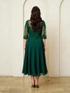 Load image into Gallery viewer, LA Merchandise LAV5312 Plus Size Chiffon Midi Dress with Sheer 3/4 Sleeves and Embroidered Lace Bodice