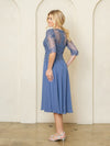 Load image into Gallery viewer, LA Merchandise LAV5312 Plus Size Chiffon Midi Dress with Sheer 3/4 Sleeves and Embroidered Lace Bodice