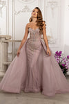 Load image into Gallery viewer, LA8257 Wholesale Strapless Sweetheart Beaded Sheath Evening Gown with Dramatic Tulle Overskirt - MAUVE - Long Prom Dress LA Merchandise
