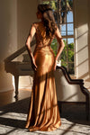 Load image into Gallery viewer, LAF8480 Wholesale Sequin Lace Sheath Evening Gown V-Neck Cap Sleeve Formal Dress with Slit - - Long Formal Dress LAF