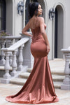 Cargar imagen en el visor de la galería, LAF8455 Wholesale Satin Trumpet Prom Dress with Corset Bodice Sweetheart Neckline &amp; High Slit - - Long Prom Dress LAF