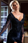 Load image into Gallery viewer, LAF8431 Wholesale Long Sleeve Beaded Mother of the Bride Dress Corset Mermaid Evening Gown