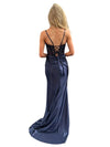 Load image into Gallery viewer, LAHTL3048L Wholesale Satin Beaded Corset Prom Dress with High Slit Lace-Up Back &amp; Sweep Train - - Long Formal Dress LAH