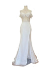 Load image into Gallery viewer, LAHTL3043C Wholesale Off-White Off-Shoulder Beaded Corset Wedding Dress with Sheer Boned Bodice - - Wedding Dress LAH