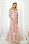 Load image into Gallery viewer, Formal Floral Lace Mermaid Evening Gown with Bolero Jacket By LA Merchandise LAV5250 - Dusty Rose - Formal Dresses LAV