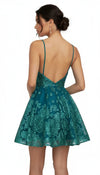 Load image into Gallery viewer, LAHTS3021L Emerald Wholesale Floral A-Line Homecoming Dress Sequin V-Neckline Short Party Dress