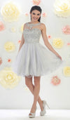 Load image into Gallery viewer, La Merchandise LA1429 Wholesale Sleeveless Short Mesh Homecoming Dress - Silver - LA Merchandise