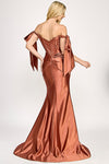Load image into Gallery viewer, Wholesale Satin Off-Shoulder Corset Gown with Draped Skirt &amp; Side Slit By LAF8401
