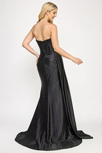 Load image into Gallery viewer, Wholesale Strapless Corset Gown with Rhinestone Sweetheart Neckline and High Slit By LAF8402