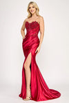 Load image into Gallery viewer, LAF8396 Wholesale Strapless Sweetheart Mermaid Dress with Lace Sequin Corset Bodice &amp; Side Slit