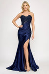Load image into Gallery viewer, LAF8396 Wholesale Strapless Sweetheart Mermaid Dress with Lace Sequin Corset Bodice &amp; Side Slit