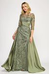 Load image into Gallery viewer, LAF8355 Wholesale 3/4 Sleeves Mother of the Bride Dress with Satin Overskirt Sequin Evening Gown