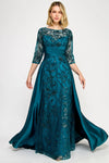 Load image into Gallery viewer, LAF8355 Wholesale 3/4 Sleeves Mother of the Bride Dress with Satin Overskirt Sequin Evening Gown