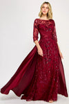 Load image into Gallery viewer, LAF8355 Wholesale 3/4 Sleeves Mother of the Bride Dress with Satin Overskirt Sequin Evening Gown