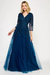 Load image into Gallery viewer, LAF8370 Wholesale 3/4 Sleeve Lace Appliqué Mother of the Bride Dress V-Neck A-Line Formal Gown