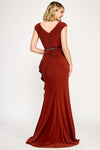 Load image into Gallery viewer, LAF8374 Wholesale Cap Sleeve Formal Gown with Beaded Waist &amp; Cascade Ruffle Evening Dress