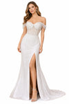 Load image into Gallery viewer, LAHTL3043C Wholesale Off-White Off-Shoulder Beaded Corset Wedding Dress with Sheer Boned Bodice - OFF WHITE - Wedding Dress LAH