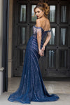 Load image into Gallery viewer, Off Shoulder Beaded Corset Slit Evening Dress By LA Merchandise LAF8457 - - Long Formal Dresses LAF