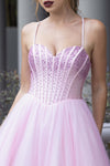 Load image into Gallery viewer, Wholesale Beaded Corset A-Line Tulle Gown Spaghetti Strap Lace-Up Back by LAF8503
