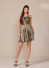 Load image into Gallery viewer, Wholesale Sweetheart Keyhole Metallic Pleated Fit-and-Flare Short Homecoming Dress by LAXA825 - - Cocktail Dress LAX