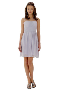 La Merchandise LAY7006 Short Simple Chiffon Bridesmaids Dresses - Silver - LA Merchandise