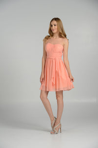 La Merchandise LAY7006 Short Simple Chiffon Bridesmaids Dresses - Light Coral - LA Merchandise