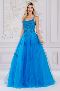 LA Merchandise LAA7035 Strappy Back A-line Pageant Gown