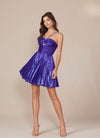Load image into Gallery viewer, Wholesale Sweetheart Keyhole Metallic Pleated Fit-and-Flare Short Homecoming Dress by LAXA825 - Royal Blue - Cocktail Dress LAX