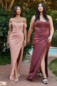 LA Merchandise LAR7484P Plus Size Removable Off Shoulder Straps Gown - DUSTY ROSE - Dress LA Merchandise