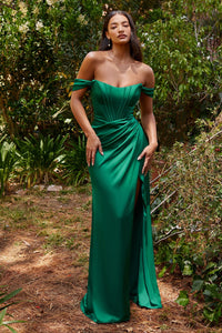 LA Merchandise LAR7484P Plus Size Removable Off Shoulder Straps Gown - EMERALD GREEN - Dress LA Merchandise