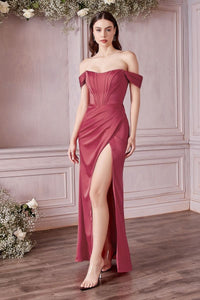LA Merchandise LAR7484 Off Shoulder Corset Simple Bridesmaids Dress