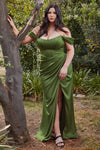Load image into Gallery viewer, LA Merchandise LAR7484P Plus Size Removable Off Shoulder Straps Gown - OLIVE - Dress LA Merchandise