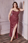 Load image into Gallery viewer, LA Merchandise LAR7484P Plus Size Removable Off Shoulder Straps Gown - ROSEWOOD - Dress LA Merchandise