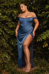 Load image into Gallery viewer, LA Merchandise LAR7484P Plus Size Removable Off Shoulder Straps Gown - NAVY BLUE - Dress LA Merchandise