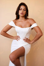 Load image into Gallery viewer, LA Merchandise LAR7484B Corset Bone Off Shoulder Slit Wedding Dress - - LA Merchandise