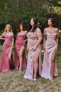 LA Merchandise LAR7492 Off Shoulder Simple Plus Size Bridesmaids Dress - MAUVE ROSE - Dress LA Merchandise